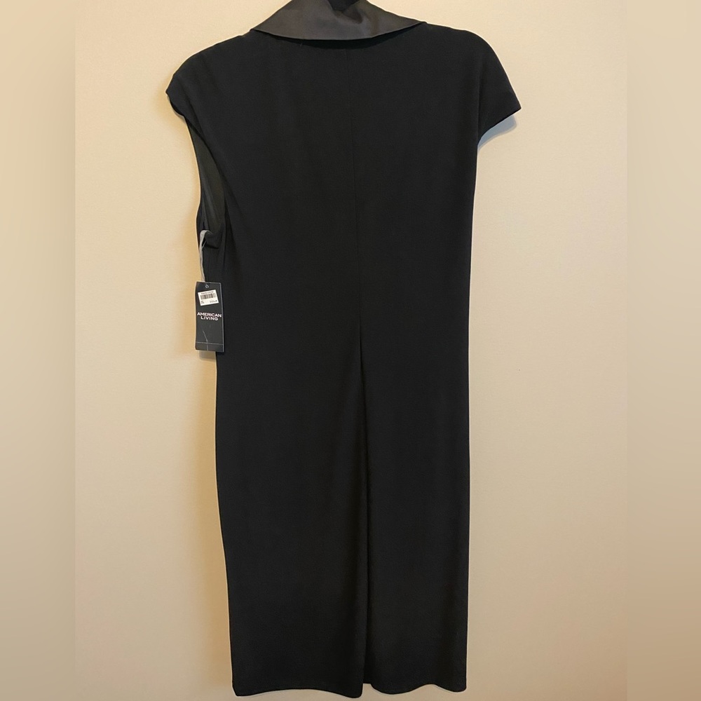 AMERICAN LIVING Women's Knee
Length Faux Wrap Ruffled Dress Black Size 16 - Picture 2 of 5